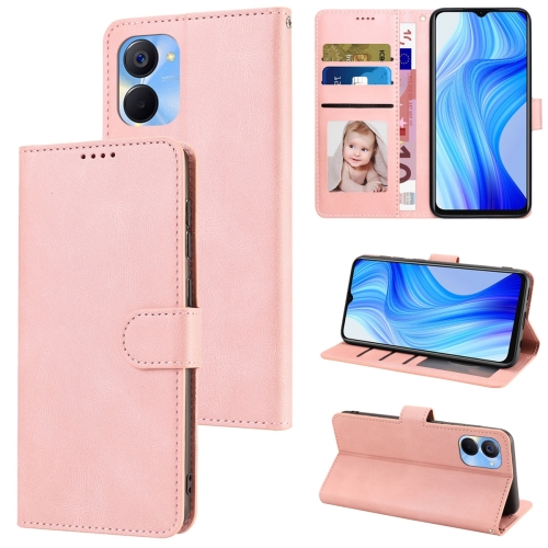 

For Realme V20 5G / Q5x 5G / 9i 5G / 10 5G / 10s 5G Fantasy Skin-feel Calfskin Texture Leather Phone Case(Pink)