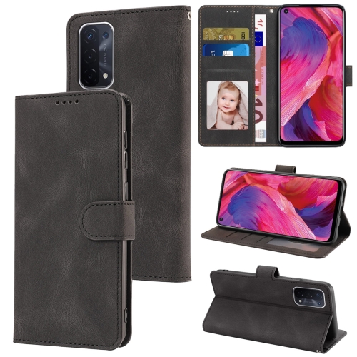 

For OPPO A54 5G / A74 5G / A93 5G / OnePlus Nord N200 5G Fantasy Skin-feel Calfskin Texture Leather Phone Case(Black)