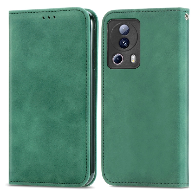 

For Xiaomi 13 Lite Retro Skin Feel Magnetic Leather Phone Case(Green)