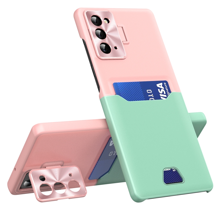 

For Samsung Galaxy Note20 Two-Color Invisible Lens Holder Phone Case(Pink+Green)