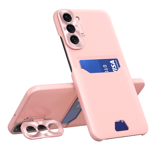 

For Samsung Galaxy S22 5G Pure Color Invisible Lens Holder Phone Case(Pink)