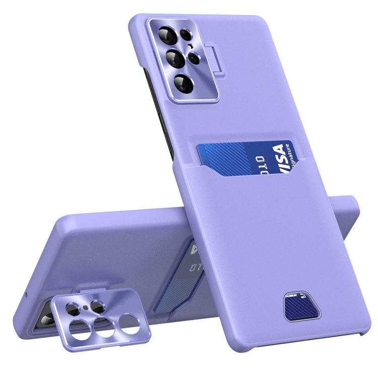 

For Samsung Galaxy S22 Ultra 5G Pure Color Invisible Lens Holder Phone Case(Purple)