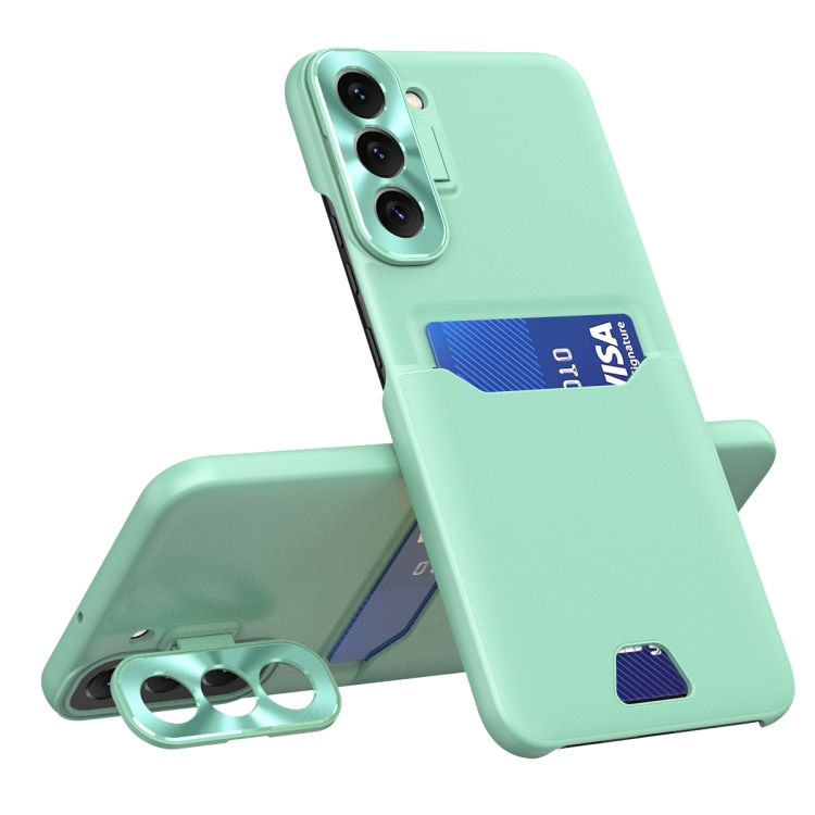 

For Samsung Galaxy S22+ 5G Pure Color Invisible Lens Holder Phone Case(Mint Green)