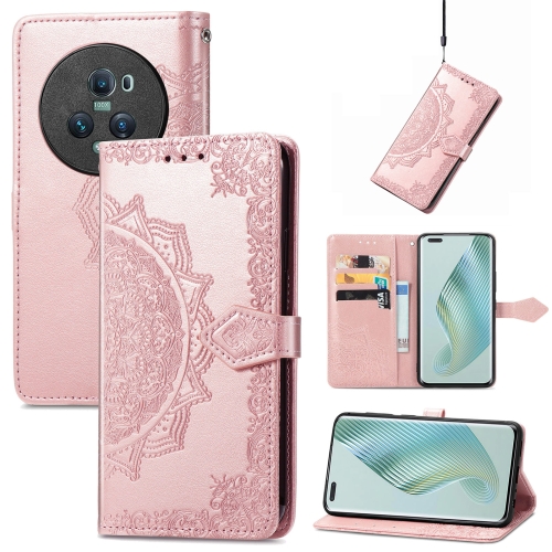 

For Honor Magic5 Pro Mandala Flower Embossed Leather Phone Case(Rose Gold)