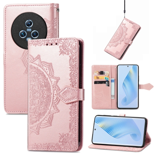 

For Honor Magic5 Mandala Flower Embossed Leather Phone Case(Rose Gold)