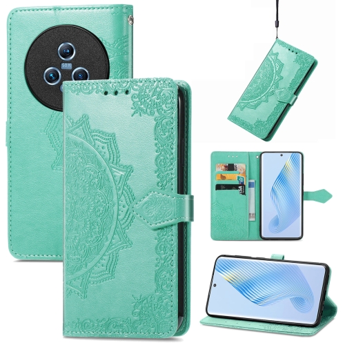 

For Honor Magic5 Mandala Flower Embossed Leather Phone Case(Green)