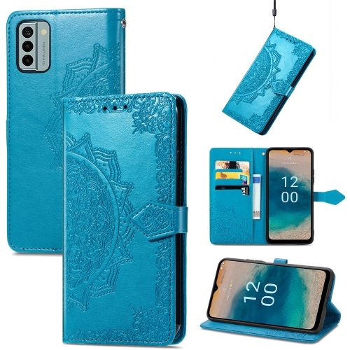 

For Nokia G22 Mandala Flower Embossed Leather Phone Case(Blue)