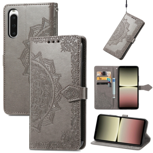

For Sony Xperia 10 IV Mandala Flower Embossed Leather Phone Case(Grey)