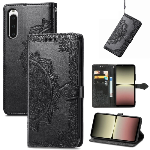 

For Sony Xperia 10 IV Mandala Flower Embossed Leather Phone Case(Black)
