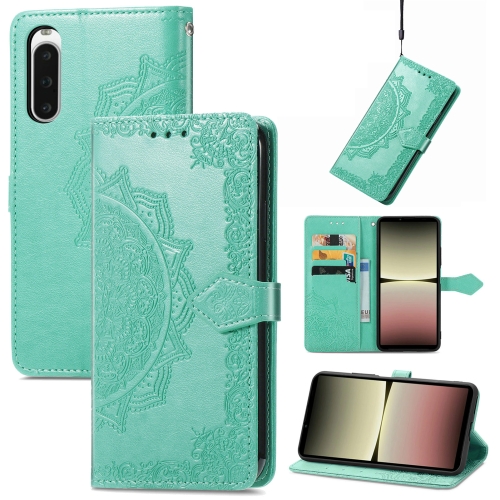 

For Sony Xperia 10 IV Mandala Flower Embossed Leather Phone Case(Green)