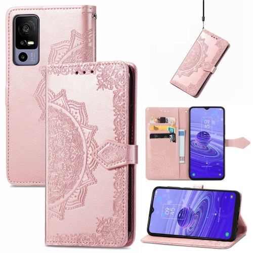 

For TCL 40R Mandala Flower Embossed Leather Phone Case(Rose Gold)