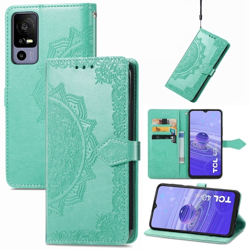 

For TCL 40R Mandala Flower Embossed Leather Phone Case(Green)