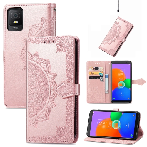 

For TCL 403 Mandala Flower Embossed Leather Phone Case(Rose Gold)