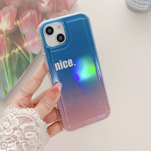 

For iPhone 14 Plus Airbag Laser Phone Case(Blue)