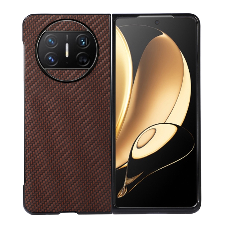 

For Huawei Mate X3 Carbon Fiber Texture Shockproof Protective Phone Case(Brown)