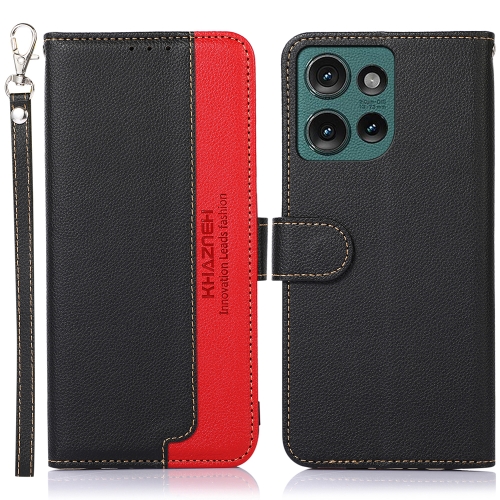 

For Motorola Edge 50 Neo KHAZNEH Litchi Texture Leather RFID Phone Case(Black)