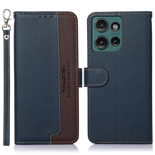 

For Motorola Edge 50 Neo KHAZNEH Litchi Texture Leather RFID Phone Case(Blue)