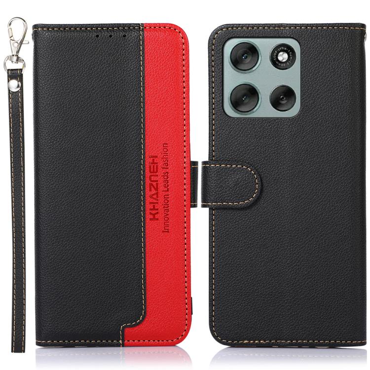 

For Motorola Moto G86 Power KHAZNEH Litchi Texture Leather RFID Phone Case(Black)