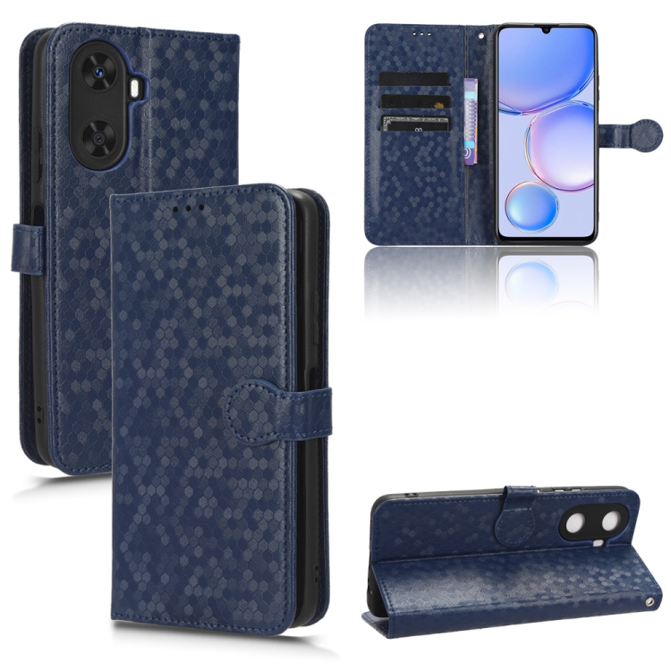 

For Huawei Enjoy 60 4G Honeycomb Dot Texture Leather Phone Case(Blue)