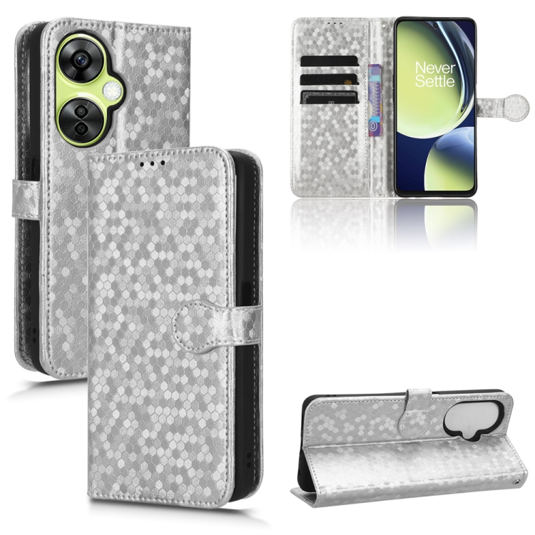 

For OnePlus Nord CE 3 Honeycomb Dot Texture Leather Phone Case(Silver)