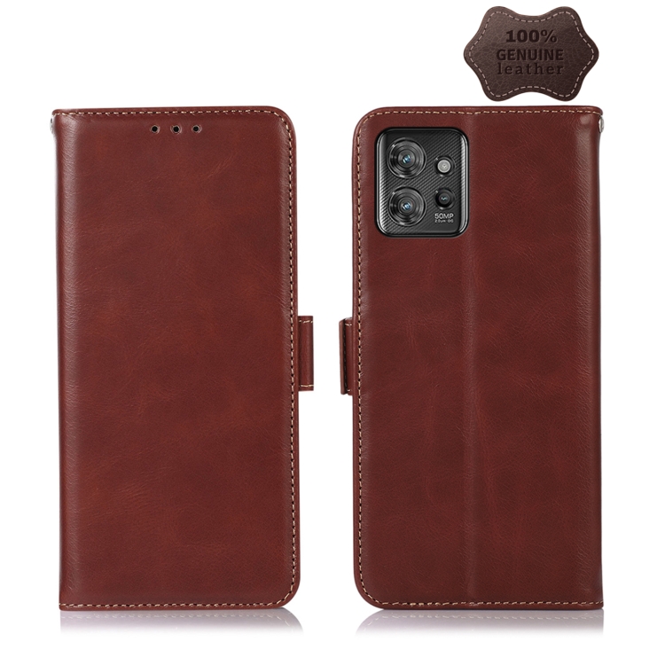 

For Motorola ThinkPhone 5G Crazy Horse Top Layer Cowhide Leather Phone Case(Brown)
