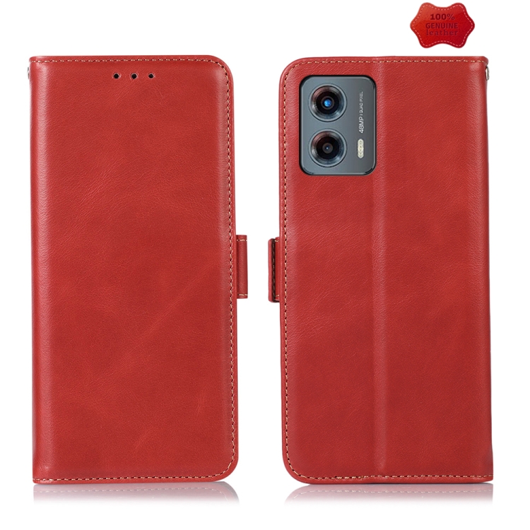 

For Motorola Moto G 5G 2023 Crazy Horse Top Layer Cowhide Leather Phone Case(Red)