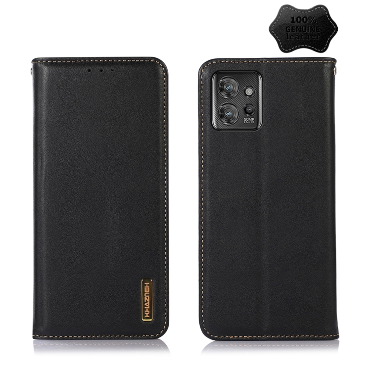

For Motorola ThinkPhone 5G KHAZNEH Nappa Top Layer Cowhide Leather Phone Case(Black)