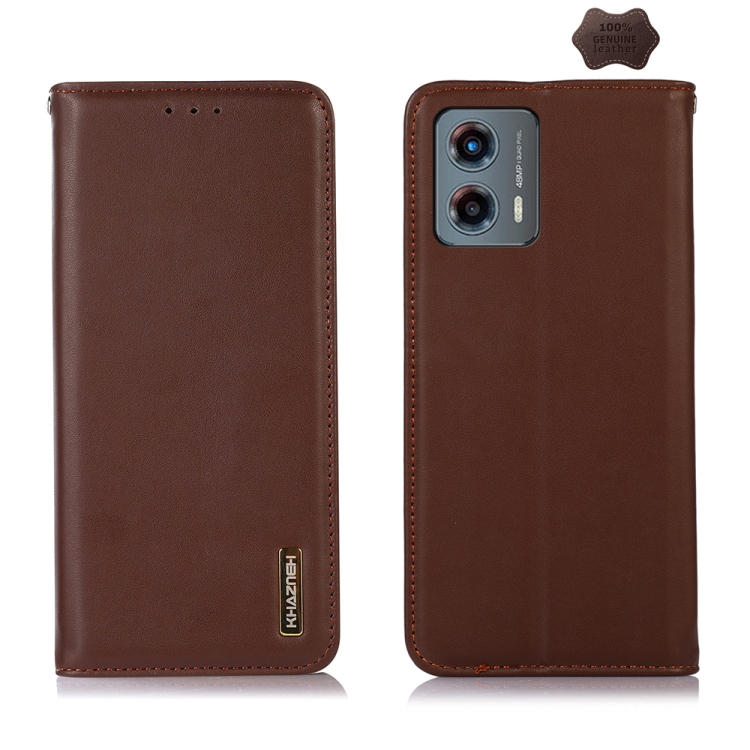 

For Motorola Moto G 5G 2023 KHAZNEH Nappa Top Layer Cowhide Leather Phone Case(Brown)