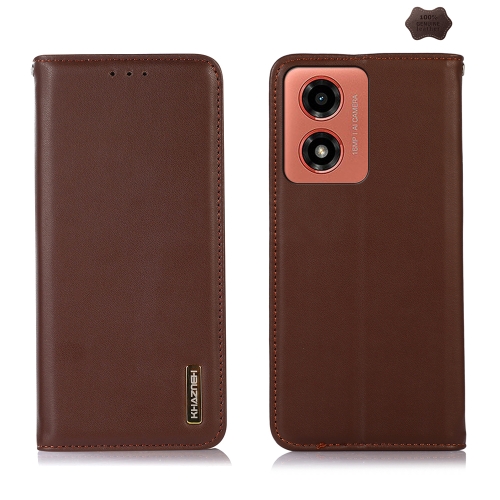 

For Motorola Moto G04 / G24 KHAZNEH Nappa Top Layer Cowhide Leather Phone Case(Brown)