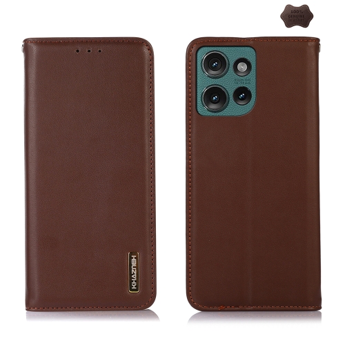 

For Motorola Edge 50 Global KHAZNEH Nappa Top Layer Cowhide Leather Phone Case(Brown)