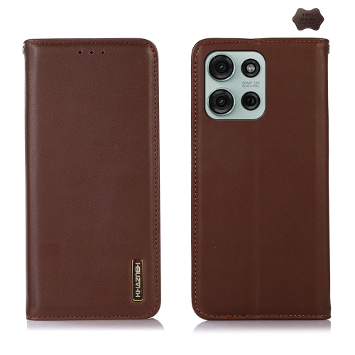 

For Motorola Moto G75 5G KHAZNEH Nappa Top Layer Cowhide Leather Phone Case(Brown)