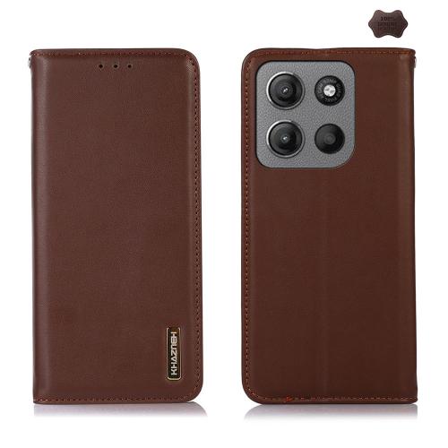 

For Motorola Moto G15 4G / G05 KHAZNEH Nappa Top Layer Cowhide Leather Phone Case(Brown)