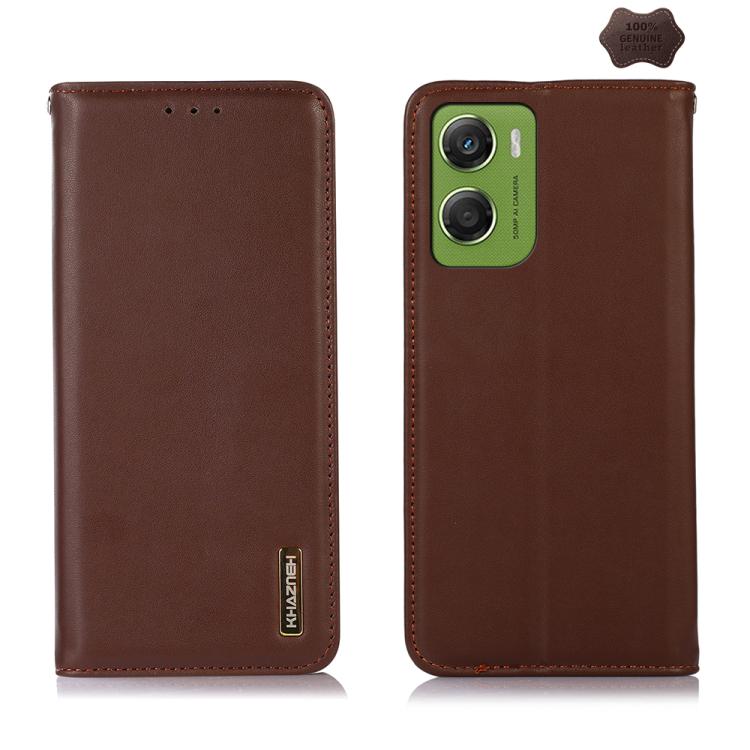 

For Motorola Moto G06 4G KHAZNEH Nappa Top Layer Cowhide Leather Phone Case(Brown)