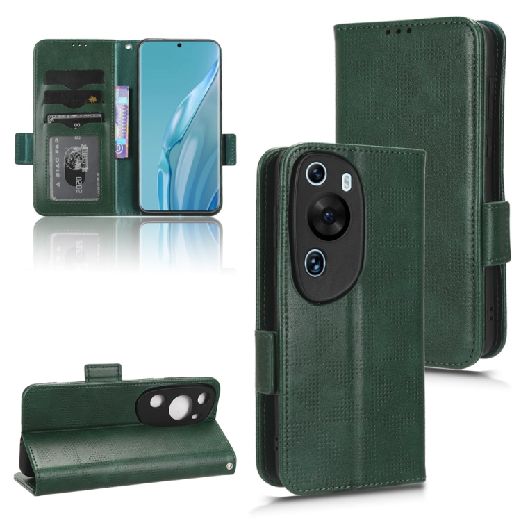 

For Huawei P60 Art Symmetrical Triangle Leather Phone Case(Green)