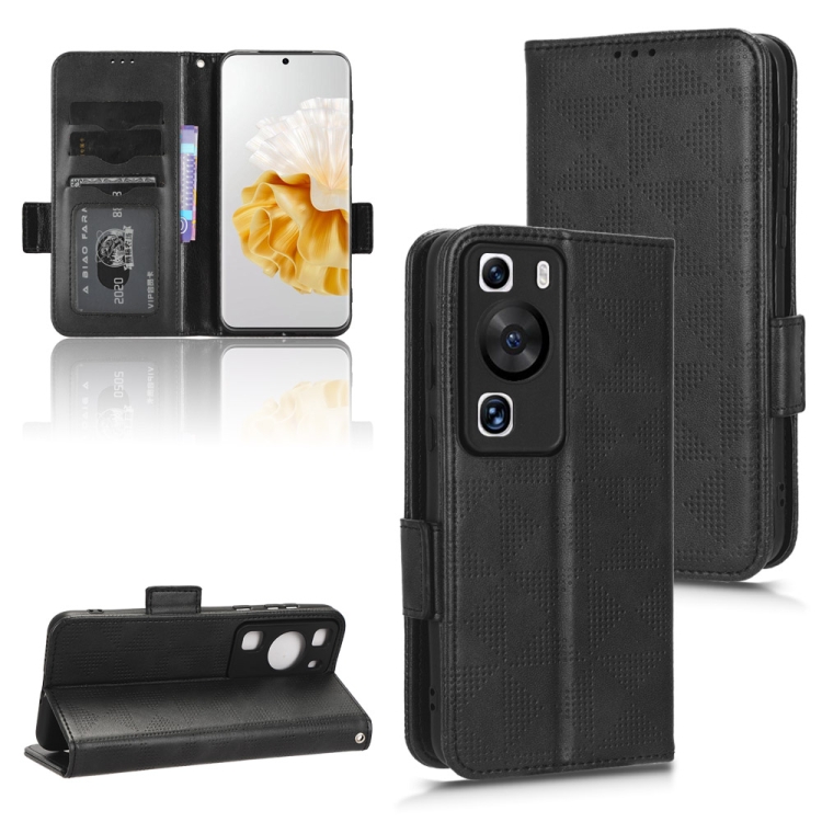 

For Huawei P60 / P60 Pro Symmetrical Triangle Leather Phone Case(Black)