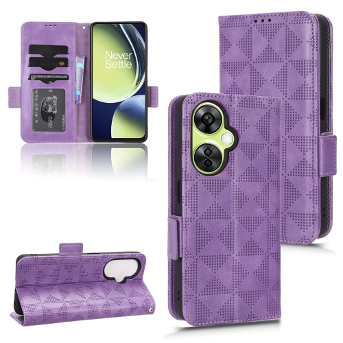 

For OnePlus Nord CE 3 Symmetrical Triangle Leather Phone Case(Purple)