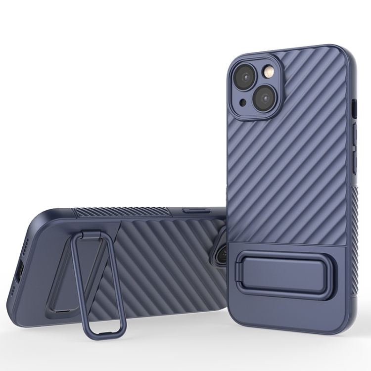 

For iPhone 13 Wavy Texture TPU Phone Case with Lens Film(Royal Blue)