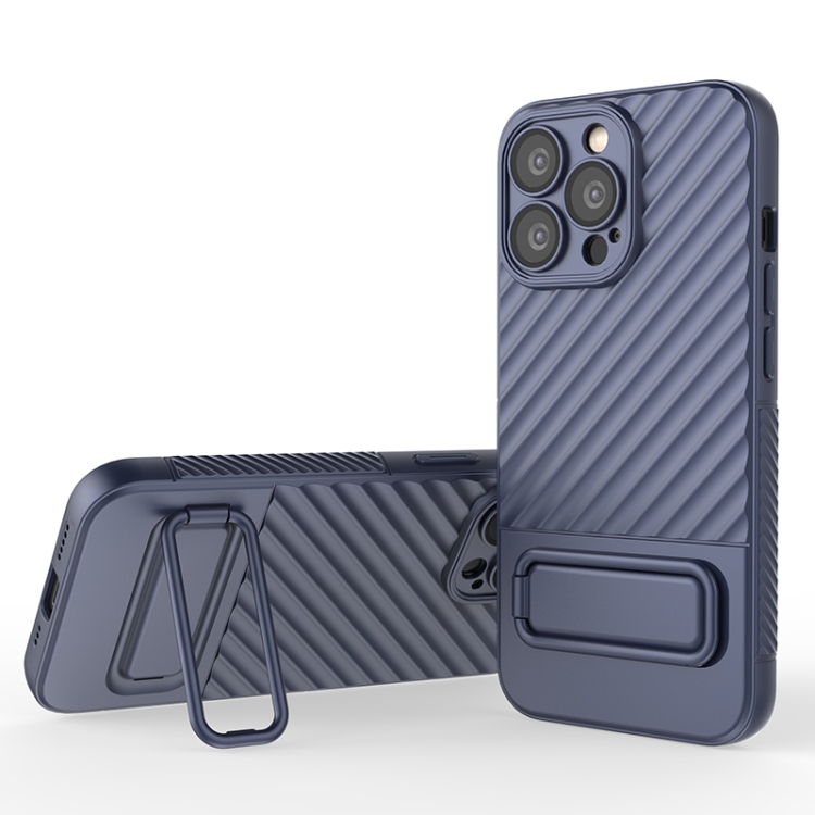 

For iPhone 13 Pro Wavy Texture TPU Phone Case with Lens Film(Royal Blue)