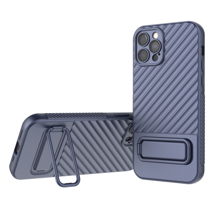 

For iPhone 12 Pro Wavy Texture TPU Phone Case with Lens Film(Royal Blue)