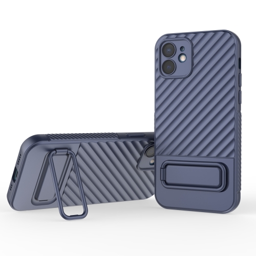 

For iPhone 12 Wavy Texture TPU Phone Case with Lens Film(Royal Blue)