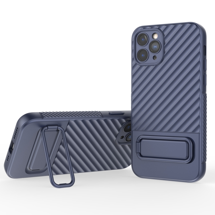 

For iPhone 11 Pro Wavy Texture TPU Phone Case with Lens Film(Royal Blue)