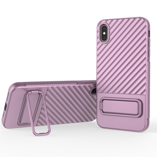 

For iPhone XS Max Wavy Texture TPU Phone Case with Lens Film(Purple)