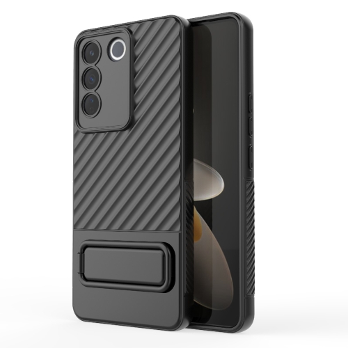 

For vivo S16e Wavy Texture TPU Phone Case with Lens Film(Black)