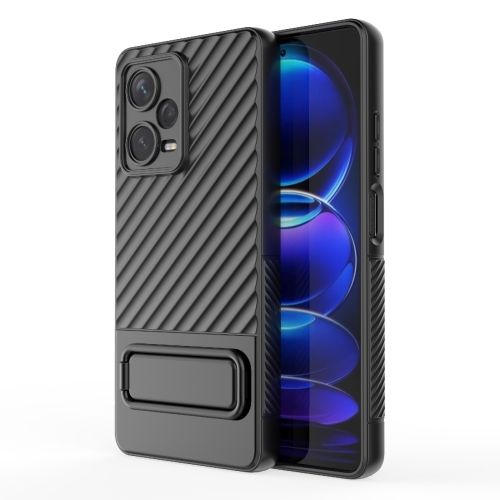 

For Xiaomi Redmi Note 12 Pro+ Global Wavy Texture TPU Phone Case with Lens Film(Black)