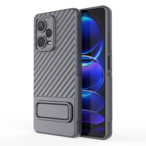 

For Xiaomi Redmi Note 12 Pro+ Global Wavy Texture TPU Phone Case with Lens Film(Grey)