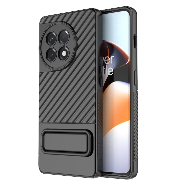 

For OnePlus Ace 2 5G Wavy Texture TPU Phone Case with Lens Film(Black)