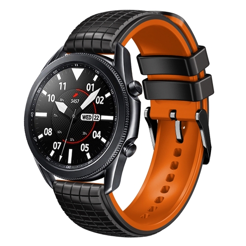 

22mm Universal Mesh Two-Tone Silicone Watch Band(Black Orange)