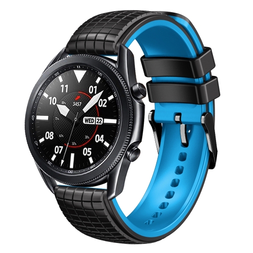 

22mm Universal Mesh Two-Tone Silicone Watch Band(Black Sky Blue)
