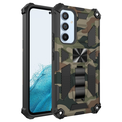 

For Samsung Galaxy A54 5G Camouflage Armor Shockproof TPU + PC Magnetic Protective Phone Case with Holder(Army Green)