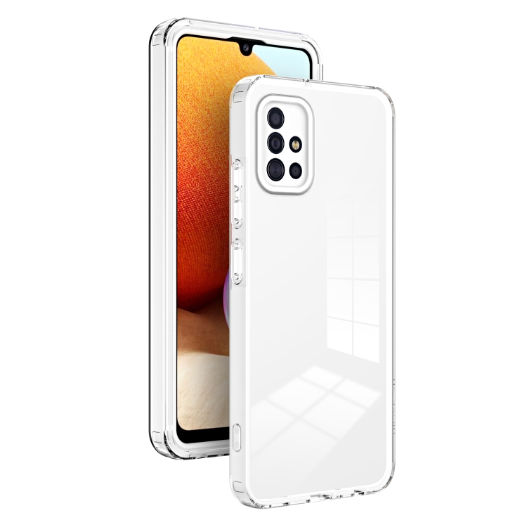 

For Samsung Galaxy A71 4G 3 in 1 Clear TPU Color PC Frame Phone Case(White)